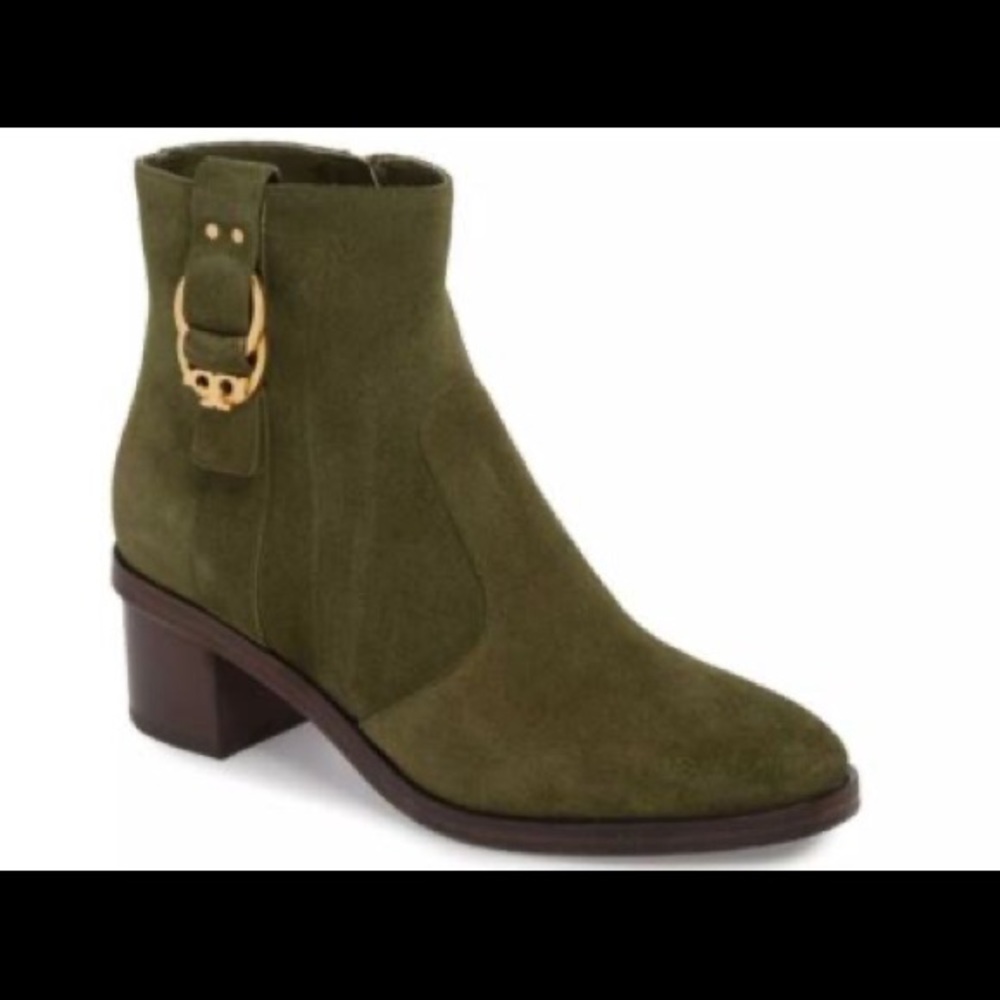Tory Burch Marsden Olive Greene Sport Suede Bootie